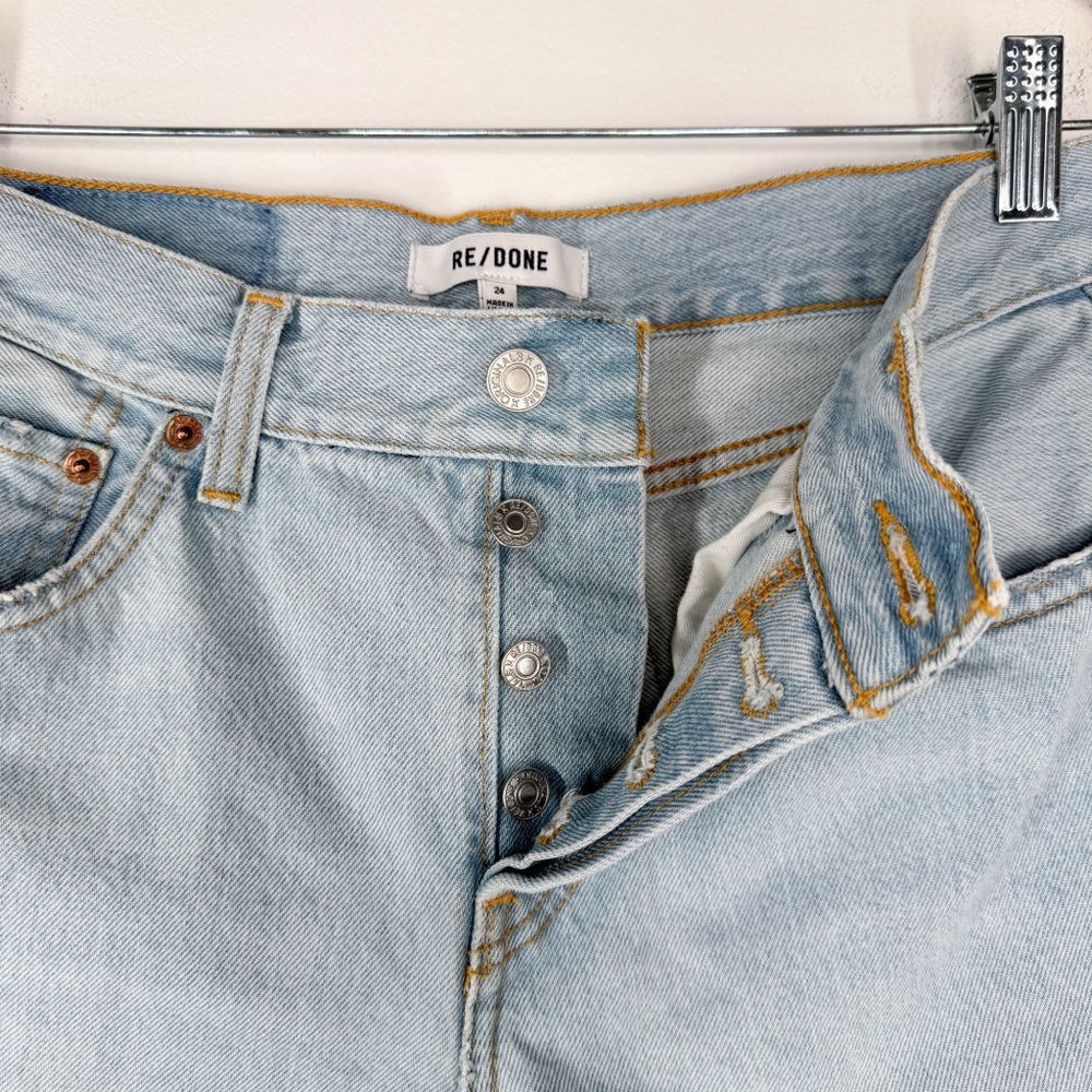 RE/DONE Easy Straight Crop Light Wash Button Fly High Rise Jeans Women’s Size 24 - Picture 8 of 11